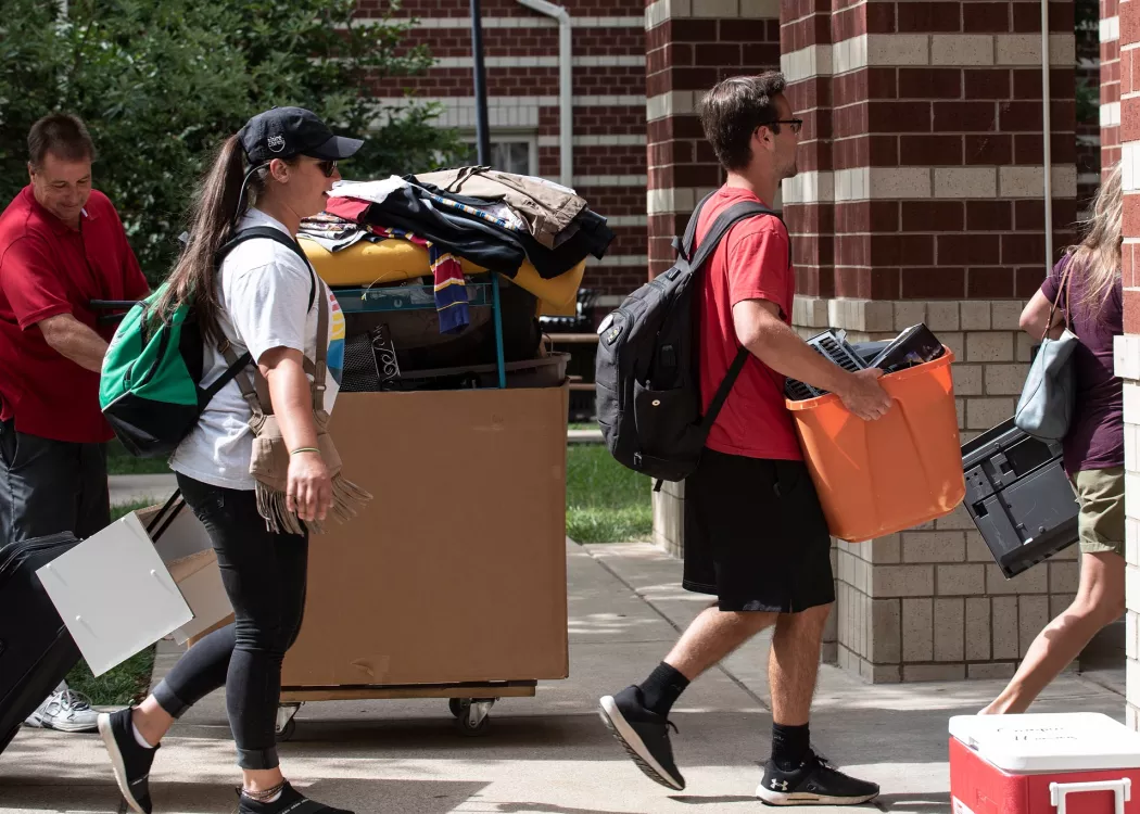 Students move into their dorm housing.